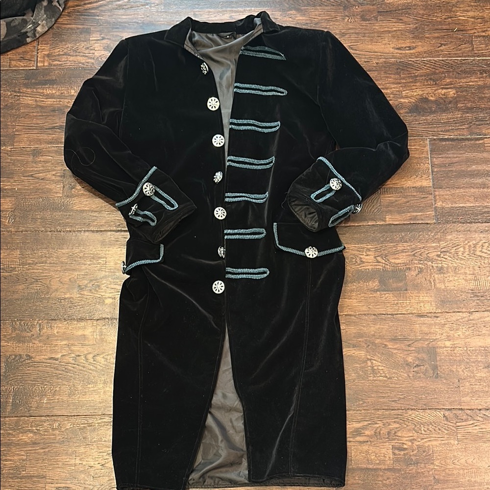 Black Velvet Coat with Silver Accents